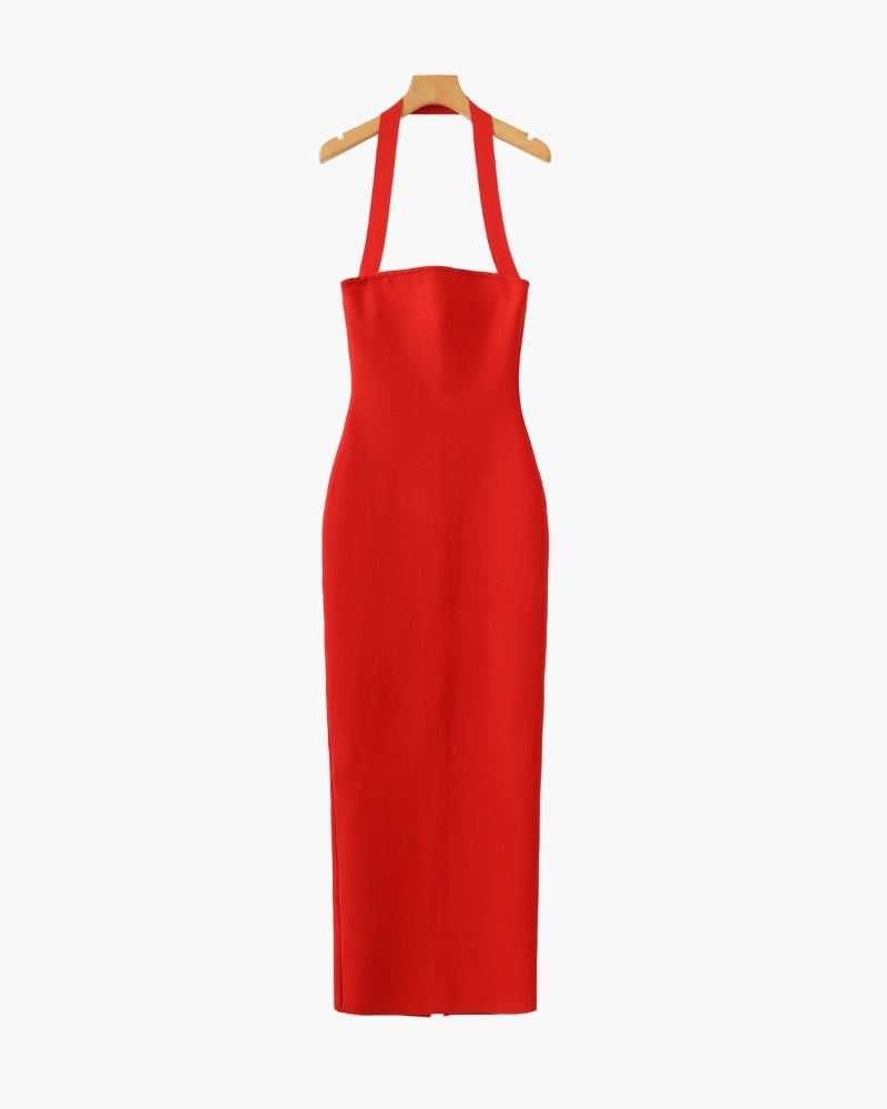 Vestido largo cuello halter