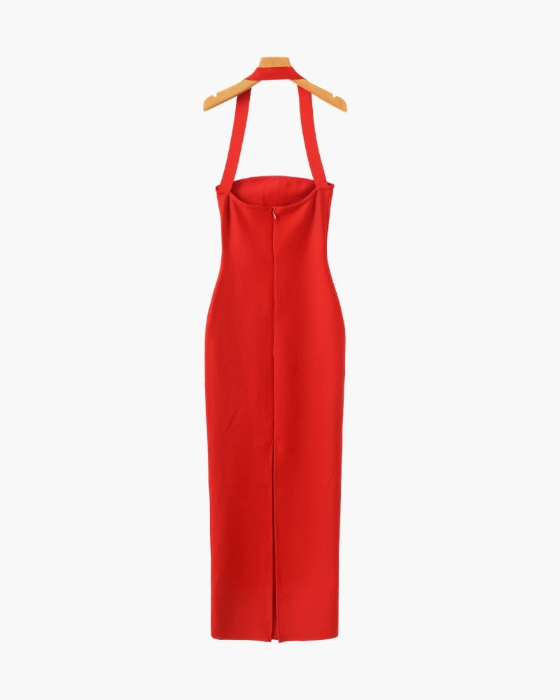 Vestido largo cuello halter