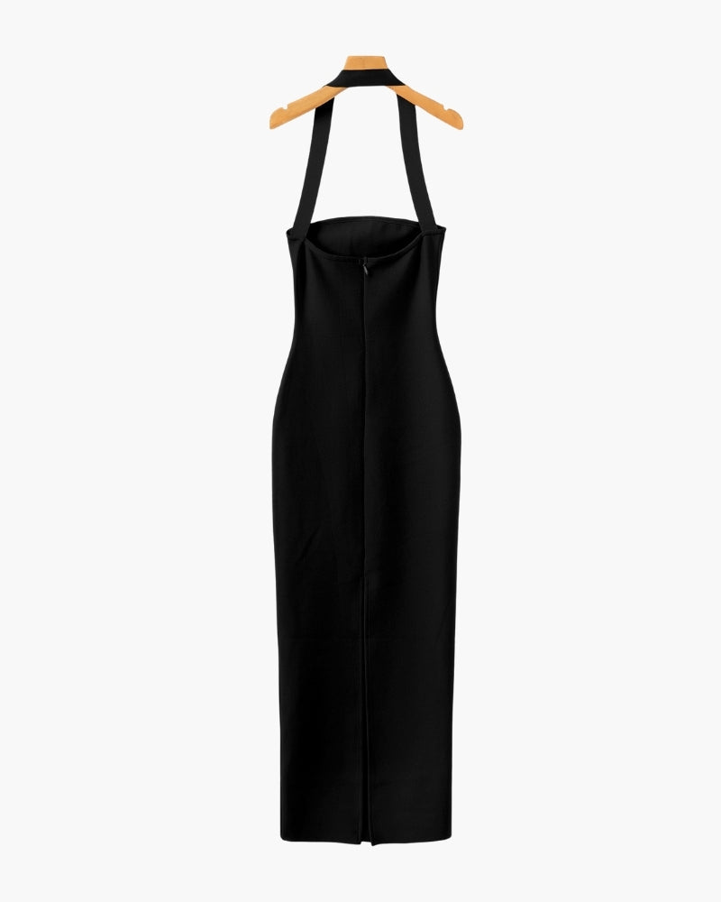 Vestido largo cuello halter